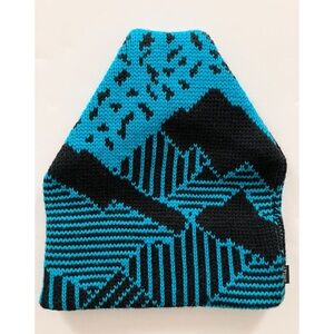 Smiley Aqua & Black Geometric Graphic Wool Beanie Unisex OS